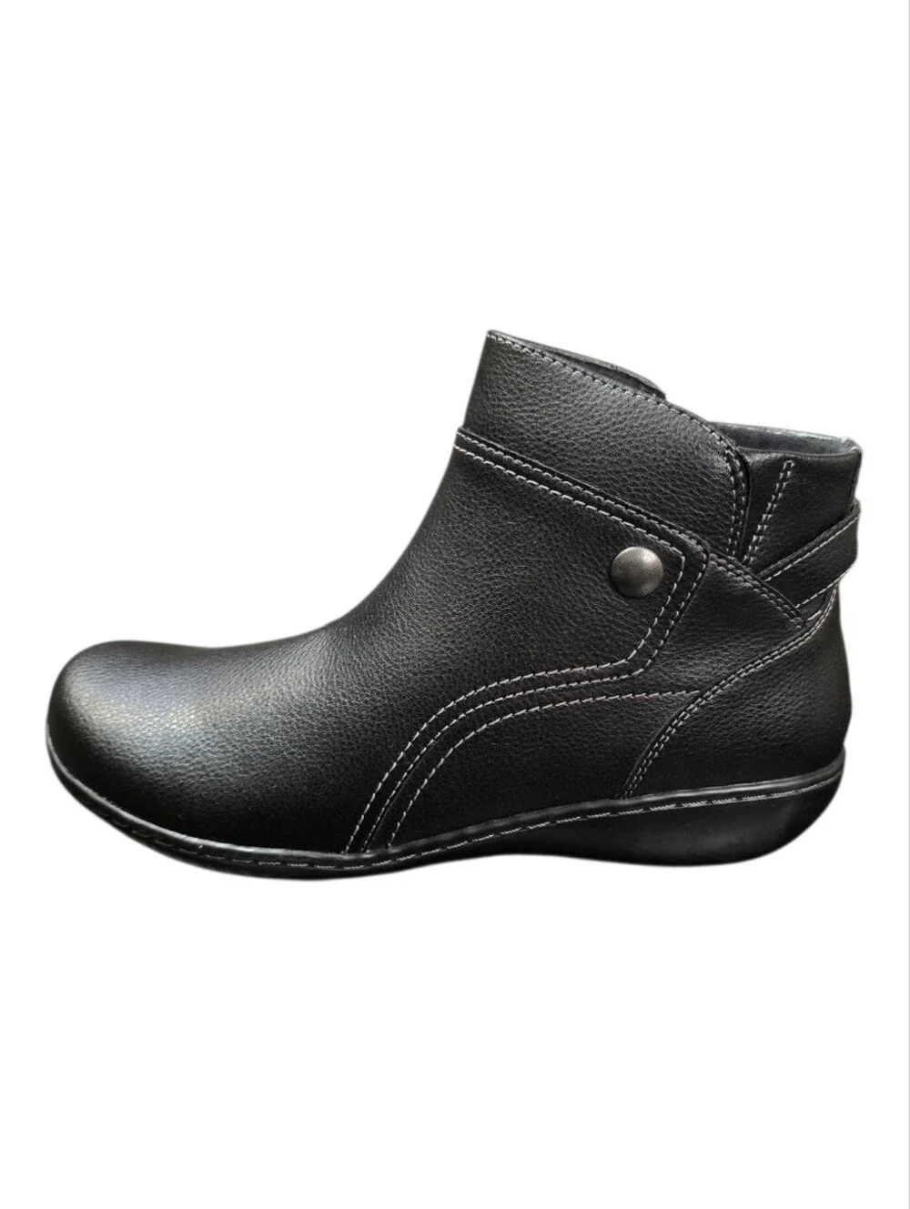 Clarks Collection Ashland Mabel Black Tumbled Leather Ankle Boots